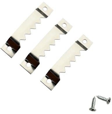 EesTeck Confezione da 50 ganci grandi a dente di sega in acciaio per quadri, con viti, soluzioni per appendere quadri, orologi, quadri, opere d'arte, cornici per foto, colore argento