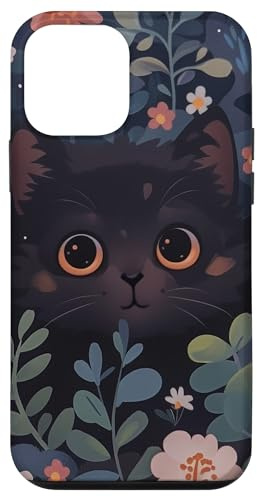 Schwarze Katze, die sich in wilden Frühlingsblumen versteckt Hülle für iPhone 12 mini