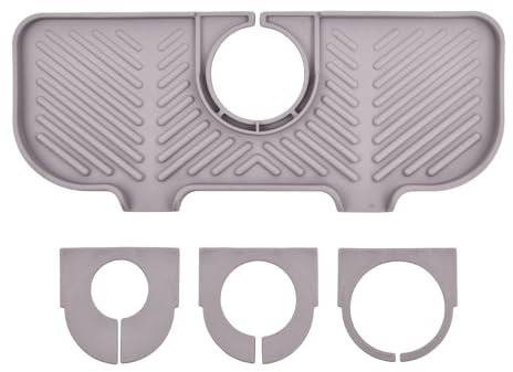 YILANJIN Attrape-Éclaboussures de Robinet, Tapis Robinet Silicone, Plateau Anti-Gouttes pour Poignée Robinet, Tampon Anti-éclaboussures avec 3 Mousquetons, Tapis d'Évier pour Cuisine, Salle de Bain