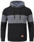 YuKaiChen Men's Pullover Hoodies Hooded Sweatshirts Color Block Long Sleeve Casual Hoody with Kanga Pockets Size L Black Deepgrey