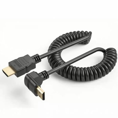 HDMI Coiled Cable - 6.6FT Coiled HDMI Cord Ultra HD 4K 60HZ 1080P 3D Male to Male for HDTV, Projector, Computer, Roku, Xbox, PS4/5 - Durable & Flexible Short HDMI Connector (Down)