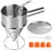TNOMSNO Entonnoir a Piston, 1200ML Entonnoir de Cuisson en Acier Inoxydable Entonnoir a Piston avec Support Entonnoir a Piston avec Couvercle 4 Buses de Remplacement pour Desserts Cupcakes