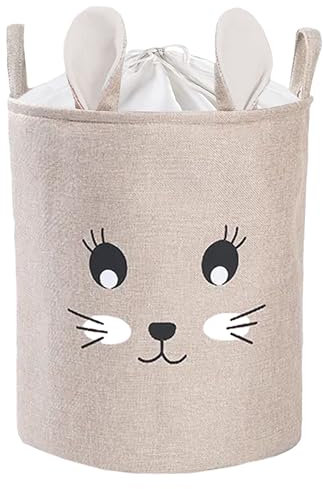 SIPO Spielzeugkorb Premium, XXL 63 L, Rabbit, Faltbarer Spielzeug Organizer mit Kordelzug, Wasserdicht, Tragegriffe, Skandinavisches Design