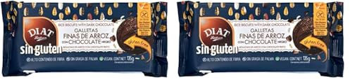 DIAT Radisson Galletas Sin Gluten | Galletas Finas con Chocolate Negro | Galletas de Arroz | Sin Aceite de Palma | Galletas Veganas | Producto Gluten free (Paquete de 2)