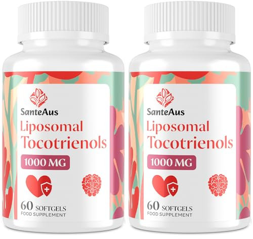 Liposomal Tocotrienols Supplement 1000mg, Vitamin E, High Bioavailability, 95% Delta & 5% Gamma Tocotrienol Capsules, for Immune, Bone, Skin, and Antioxidant Support, No Fillers, No Soy, 2 Pack