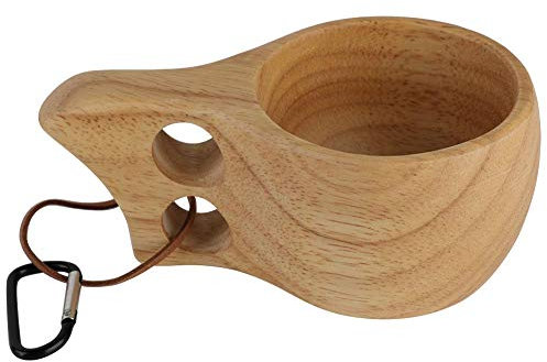 ZHZXBDGQ Tragbarer Becher im nordischen Stil, Gummiholz, Doppelloch, Milchbecher, Kaffeetasse, Wasserbecher, kreativer Holzbecher, 2 Stück