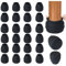 HO2NLE 24Pcs Chair Leg Floor Protectors Black Silicone Chair Leg Caps Medium Furniture Feet Caps for Protecting Floors from Scratches and Noise,Round 15-27mm