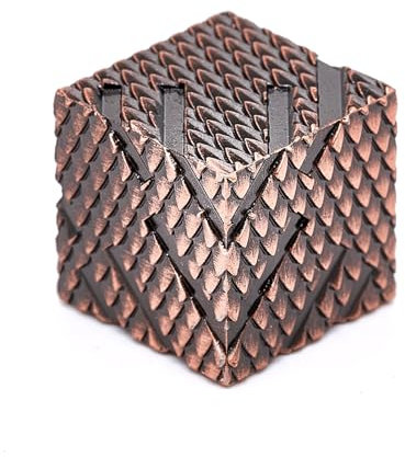 HNCCESG DND Würfel Set 6 Stück Metallwürfel mit Drachenschuppen-Textur, 16mm W6 TTRPG Würfel für Fantasy Rollenspiele (LS-Antik Kupfer)