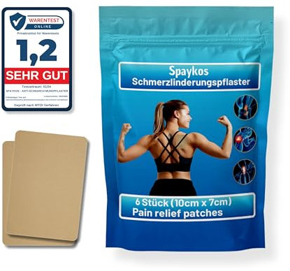SPAYKOS® Schmerzpflaster, Wärme- und Schmerzlinderungspflaster mit Natürlichen Inhaltstoffen, effektive, 10 Stück langanhaltende Wärme- und Schmerztherapie bei Muskel- und Gelenkschmerzen. (10 Stück)