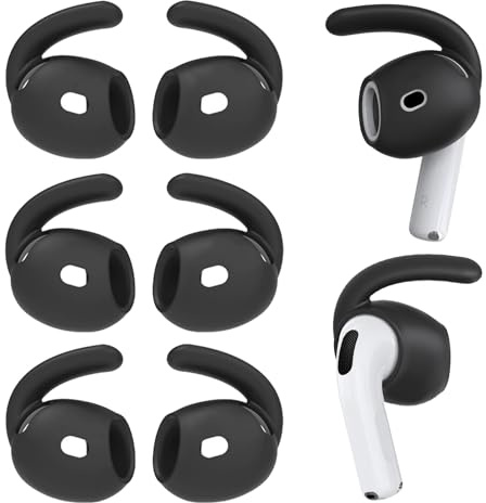Adhiper 3 Paar Ohrhaken-Abdeckungen für AirPods 4 [Nicht passend in das Ladecase] rutschfeste, Sturzsichere Silikon-Ohrhaken, Kompatibel mit AirPods 4. Generation (Schwarz)