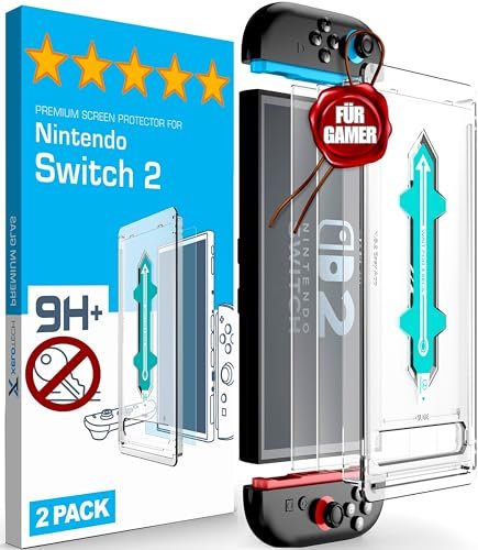 XeloTech Schutzglas für Nintendo Switch 2 (2025) - Aus Panzerglas, 9H+ Härte, 2 Stück, Vollabdeckung, Getestet von Gamern