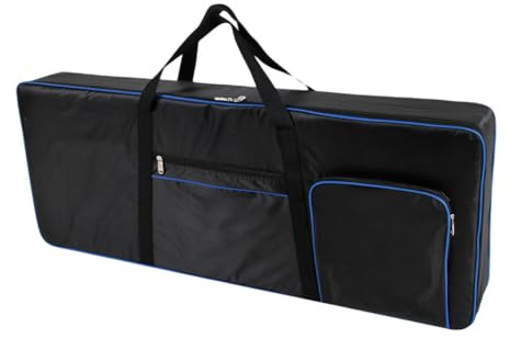 AMSLSIU Piano Padded Case Electronic Organ Keyboard Bag Protective Cover Portable Anti-Shock Waterproof Handbag Backpack, 420D Blue edge black