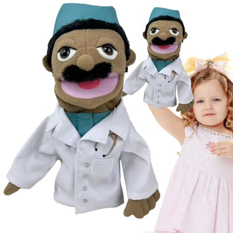 Doctor Puppet - Weichgefüllte Cook Firefighter Bauernarbeiterin Detective Doctor Plüschpuppe - Weiche Plüsch -Cartoon -Handpuppen, Interaktive Eltern -Kind -Interaktive Early Education Toys Fo