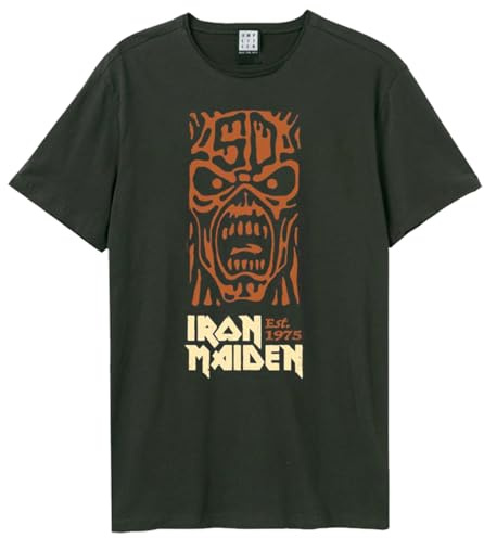 Amplified Mens 50th Totem Pole Iron Maiden T-Shirt (S) (Charcoal/Orange)
