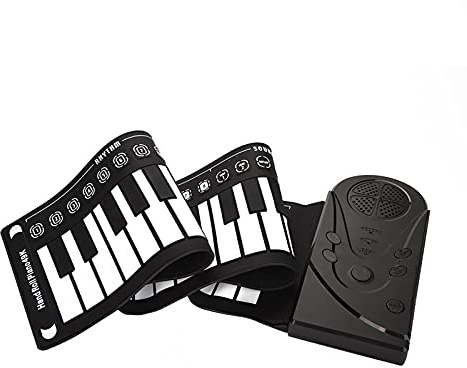 TIKATARER Piano Clavier Portable, 49 Touches Clavier électronique Rolling Up Piano Roll Up Keyboard avec Haut-parleurs Intégrés et de Pliable de Prise de Sortie 3,5 Mm pour (BLACK)