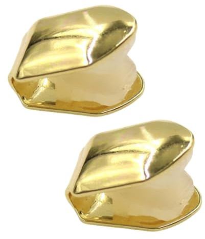2pcs Solid Hip Hop Teeth Grills,Solid Hip Hop Teeth Plain,Gold Tooth Caps for Teenth,Temporary Teeth Decoration,Stylish Teeth Grills,Gold Teeth Covers,Hip Hop Jewelry Accessory for Parties,Halloween