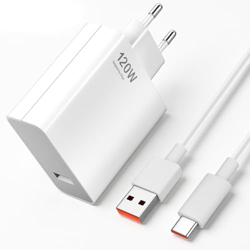 Ersatz für Xiaomi Ladegerät 120W USB-C Schnellladegerät, Kompatibel mit mi 15 Ultra 14 14T 13 12S Pro Redmi Note Poco F Serie, HyperCharge Netzteil(2M Ladekabel für Xiaomi)