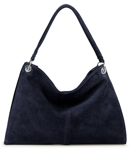 Caspar Elegante Wildleder Handtasche Damen Leder Schultertasche Crossbody Bag Umhängetasche aus hochwertigem Veloursleder - PREMIUM LINE - Modell No.838 - Made in Italy