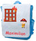 SL-Store GbR Kindergartenrucksack Kinder Rucksack bedruckt mit Namen und Motiv Feuerwehr pink blau rot hellblau (Feuerwehrauto, hellblau)