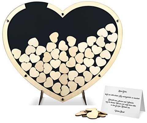 Hochzeit Gästebuch Alternative Hochzeitsgästebuch - Herz aus Holz inkl. Holzherzchen