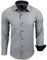 Subliminal Mode - Repassage Facile Chemise Homme Col Bicolore Uni Manches Longues Coupe Slim Business Idée Cadeau, Noël, Saint Valentin RN44,XL,Gris