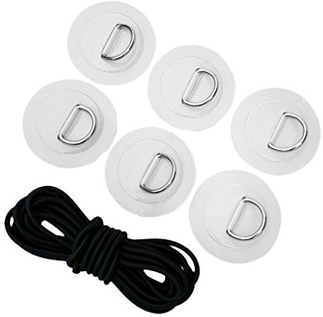 CUTICATE 6 Stück Kajak D-Ring, D Ring Pad Patch Boot Deck Befestigung Ausrüstung Kit mit Augplatte Befestigungshaken für PVC Aufblasbare Schlauchboot Kanu Deck Beschlag SUP Board Surfboard