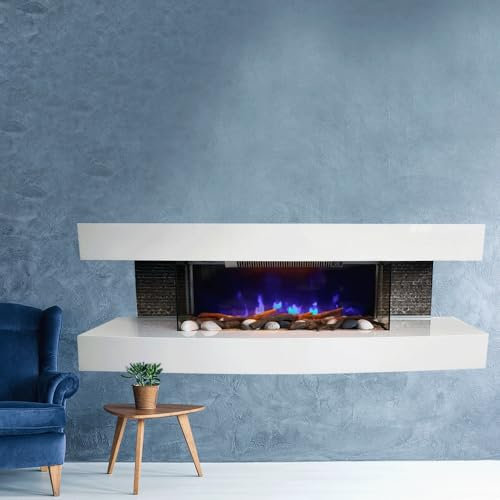 Elektrokamin weiß Paula groß ElectricSun Elektrokamin Wand B150xH46xT31cm, 60 inch, 2000W, mit LED Technologie 3D Flammeneffekt, Soundgerät