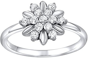 SILVEGO Damen Ring aus 925 Sterling Silber Blume mit Swarovski Zirconia