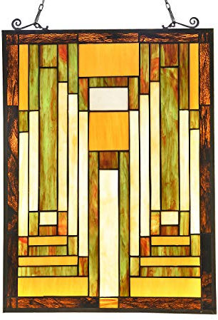 Capulina Stained Glass Window Hangings Panels 17 W x 22 H Antique Tiffany Style Handicrafts Suncatcher Parents Gifts for Home Decor