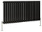 Warmehaus Radiatore di design a colonna orizzontale, pannello ovale, singolo, nero, 600 x 1181 mm, moderno riscaldamento centralizzato, termosifone salvaspazio, perfetto per bagno, cucina, corridoio,