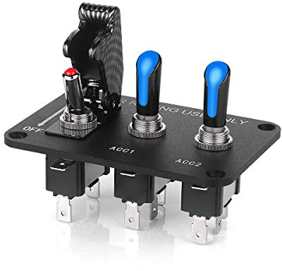 Jtron Auto Schalttafel 12v 20a Kippschalter Ein-Aus-Ein 3 positionen Blau LED für den Rennsport Schnellabdeckungsschalter für Boots-Wohnmobile