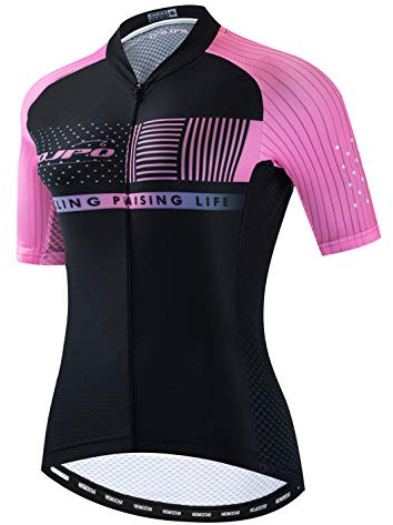 Weimostar Radtrikot Damen Fahrrad Trikot voller Reißverschluss Fahrrad Hemd Kurzarm Rennrad Kleidung Reiten Rennen MTB Top Kleidung für Damen Bergsport Top Sommer Pink Größe L.