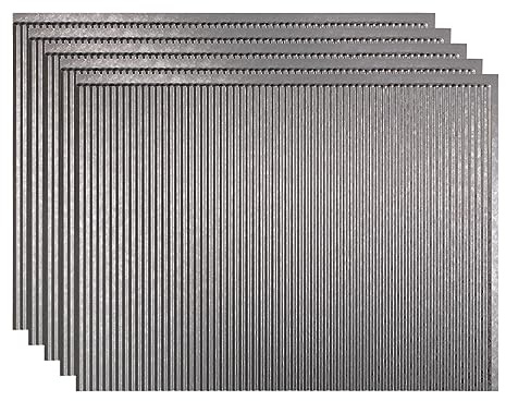 FASÄDE Rib Decorative Vinyl 18in x 24in Backsplash Panel in Galvanized Steel (5 Pack)