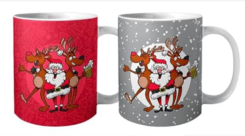 schenken-24 Becher 'Crazy Santa' - Weihnachtsbecher - Tasse - Glühweinbecher, 300ml, Steingut, 1er Einzel