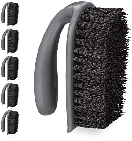 Relaxdays Set 24 Cepillos para Fregar, Cerdas Duras, Limpieza Baño, Cocina, Alfombra, Escobilla Zapatos, Plástico, Gris