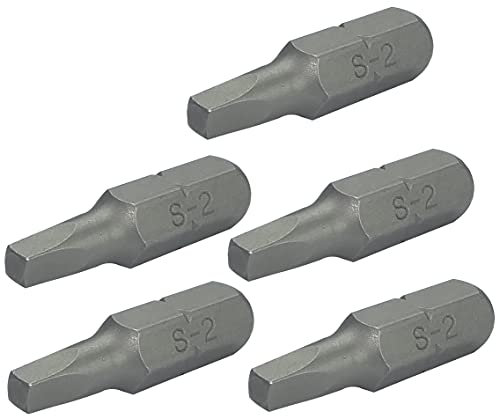 AERZETIX - C50090 - Lot de 5 Embouts de vissage carré 1/4'' (6.3mm) SQ2 2.8x25mm pour vis à empreinte carrée - DIN 3126 - en acier S2 HRC 58-62