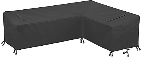 Cowhilan schutzhülle loungemöbel für L-Form Sofas, 270×210×90CM Abdeckung für Gartenmöbel L-Form Wasserdicht Atmungsaktives Schutz vor Wind UV Schützende Linke lang-rechte kurz