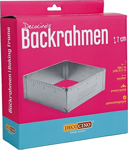 DECOCINO Backrahmen – ausziehbar – Edelstahl Kuchenform, 7 cm hoch – ideal zum Backen, Formen & Schichten von Geburtstags-Kuchen, Hochzeits-Torten