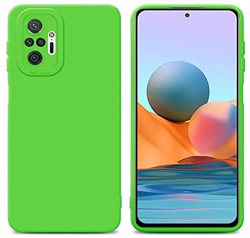 Cadorabo Hülle kompatibel mit Xiaomi RedMi NOTE 10 PRO Schutzhülle TPU Silikon Case Liquid Design mit Kameraschutz Slim Kratzfest Gummi mit Rundumschutz Case Hülle für Xiaomi RedMi NOTE 10 PRO in Grün