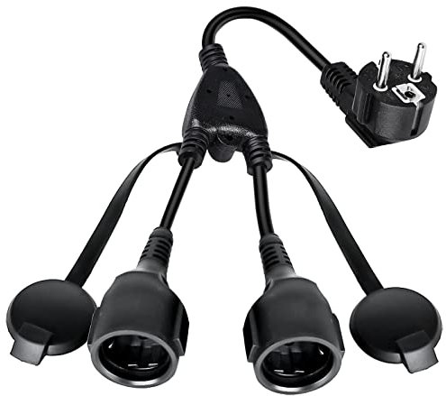 Rallonge avec 2 prises - Prolongateur professionnel, 3x1.5 mm², Double rallonge, Rallonge pour extérieur, jusqu'à 250V/16A, Noir