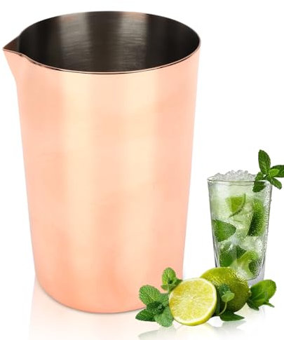 Cocktail Mixing Glass, 500ml Stainless Steel Cocktail Shaker Tins Weighted Jug Cocktail Mixer Cocktail Pitcher for Bartending and Bartender Cocktail Pitcher(Rose Gold)
