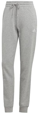 adidas Femme Essentials Linear French Terry Cuffed Pants, Medium Grey Heather/White, S