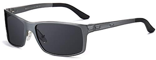 DUCO Sonnenbrille Polarisiert Herren Metallrahmen Männer Sportbrille Ultraleichte Fahrerbrille Radsportbrillen UV400-Schutz DC9018 (Grau)