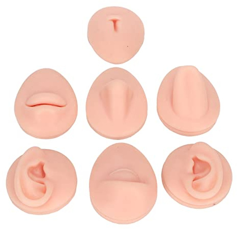 Body Piercing Übungsmodell, Body Piercing Übungsmodell Simulation Silikon Ohr Auge Nase Mund Zunge und Bauchnabel Modell für Anfänger Piercer Soft Flexible Model Body Part(Helle Hautfarbe)