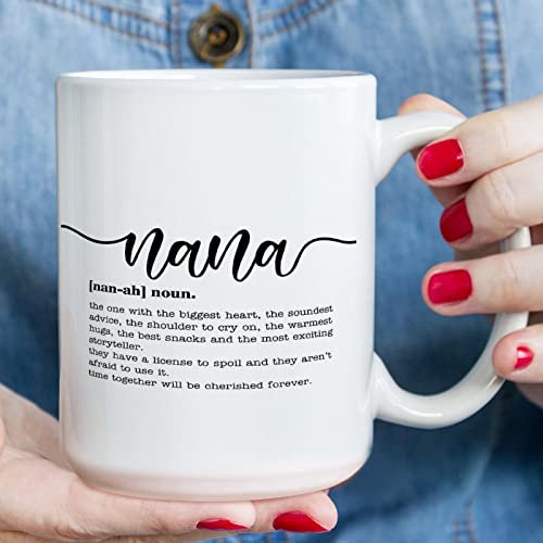 Nana Definition Kaffeetasse Nana Definition Typografie Kaffeetasse 425 ml Humor Lustige Keramik Kaffee oder Tee Tassen Geschenke für Frauen Männer Freunde Jahrestag Festival Geburtstag