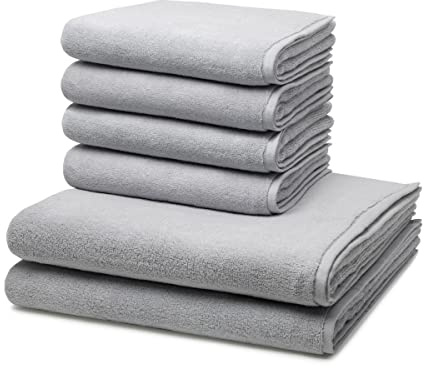 Ross - 6 teiliges Frottier-Set - Sensual Skin (4 X Handtuch 2 X Duschtuch im Set) - 500 g/m2 - Baumwolle - Walkfrottee - saugstark - weich und flauschig - Chrom