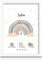 Milaboo® personalisiertes Geburtsposter A4 Regenbogen I Kinderzimmer Deko I personalisierte Geschenke Baby (beige ohne Bilderrahmen)