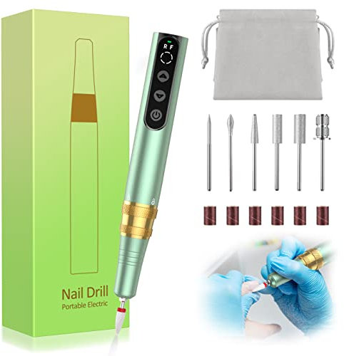 YBLNTEK Cordless Electric Nail Drill, Professional 35000RPM Portable Nail Drill Machine for Gel Acrylic Nails, Rechargeable Electric Nail File Kit for Home Salon Manicure Pedicure and Polishing