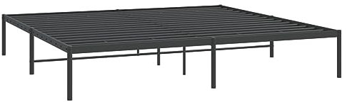 vidaXL Bettgestell, Bettrahmen mit Lattenrost, Metallbett Bett für Schlafzimmer, Doppelbett Gästebett Metallkonstruktion, Metall Schwarz 183x213cm