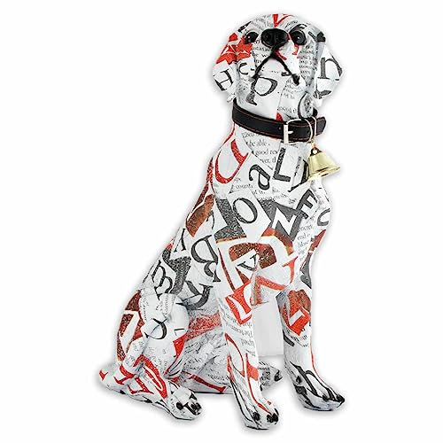 Monkimau Labrador Retriever Figur mit Zeitungs-Motiv - Eine einzigartige Deko Figur, Statue Skulptur Zuhause